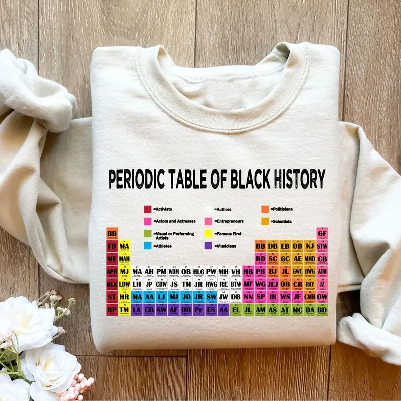 Periodic Table Of Black History Sweatshirt, Black History Month Unisex Hoodie Sweatshirt Crewneck T-Shirts | HypeDripTees.com