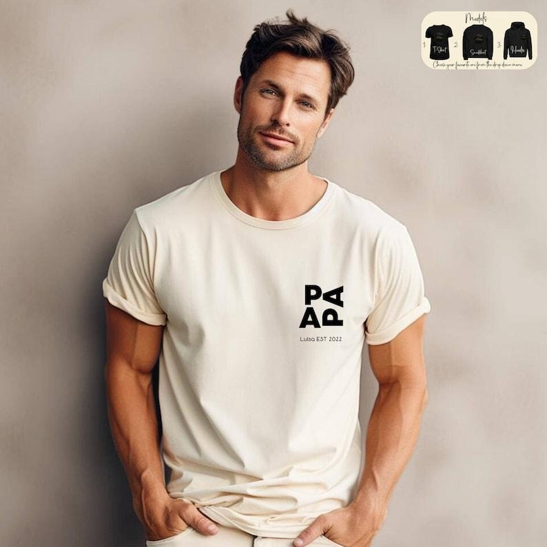 Personalised Papa T Shirt Hoodie Sweater, Dad T-Shirt, Father's Day Gift, Custom Name Papa Hoodie, Pregnancy...