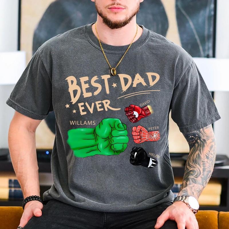 Personalized Best Dad Ever Shirt, Dad and Children Fist Bump Shirt, Custom Daddy Sweatshirt, Dad Fist Bump Shirt, Worlds...