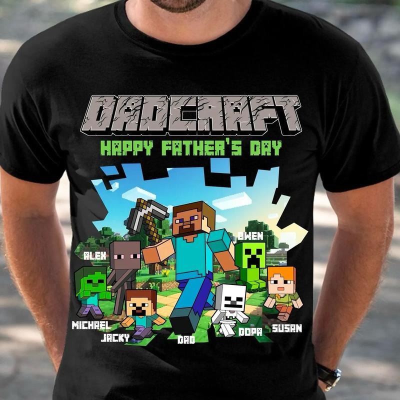 Personalized DadCraft Shirt, Funny Dad Sweatshirt, Chicken Gaming Tee, Happy Father's Day Shirt, Trending Game Unisex Tee...