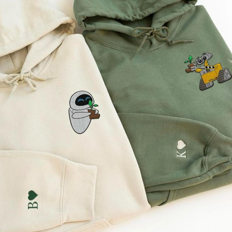 Personalized Embroidered Couple Sweatshirt, Embroidered Couple Hoodie, Custom Initials Couple Sweatshirt, Valentine's Day...