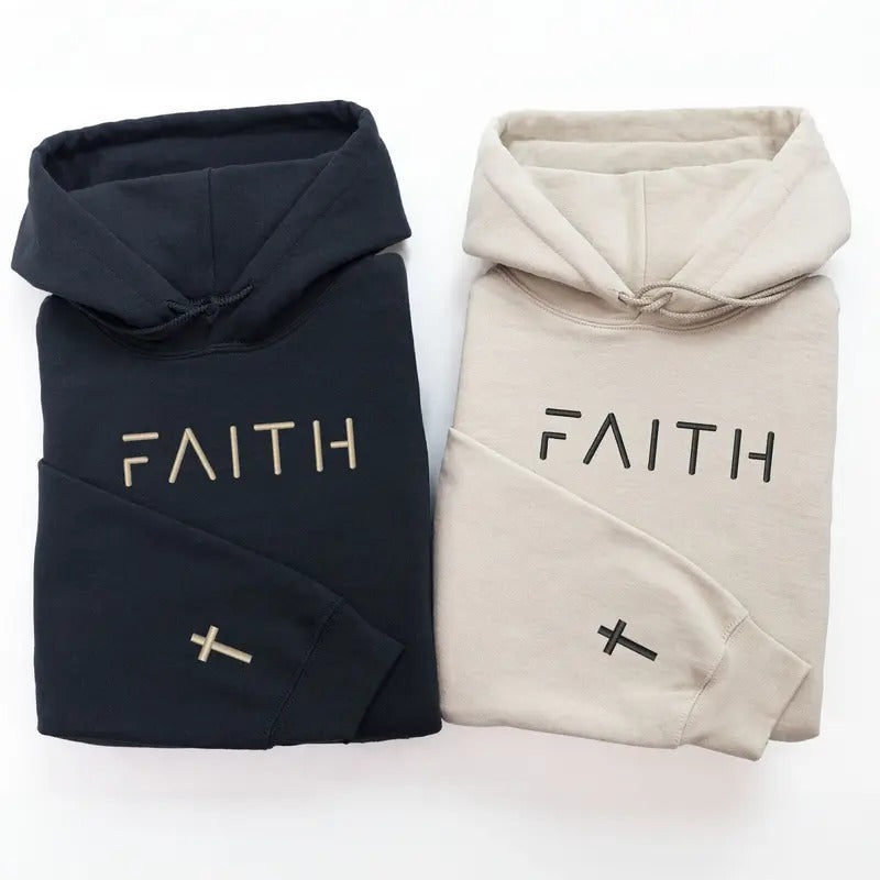 Personalized Faith Embroidered Hoodie - Unisex Crewneck Sweatshirt & Hoodie - Fit, Fabric T-Shirts | HypeDripTees.com