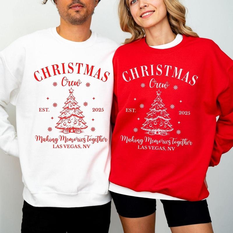 Personalized Family Christmas Sweatshirts, Matching Family Christmas Sweaters, Custom Name Christmas Shirt, Adult Unisex...