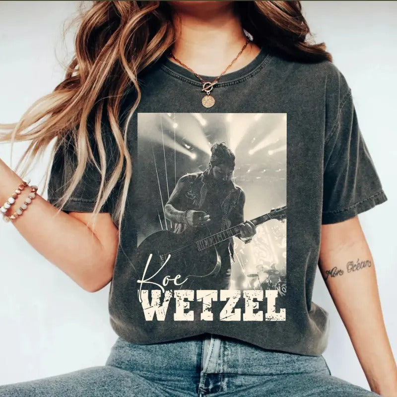 Personalized Funny Koe Wetzel 2024 Music T-Shirt, Funny Shirt, Koe the Road to Hell Paso Tour 2024 Concert Shirt, Wetzel...