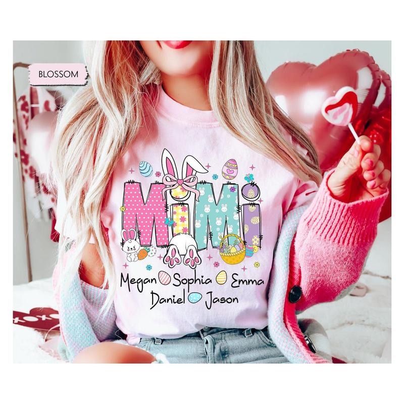 Personalized Grandma Easter Shirt, Easter Mimi With Grandkids Names,  Easter Grandma Shirt, Grandma Easter Gift, Easter...