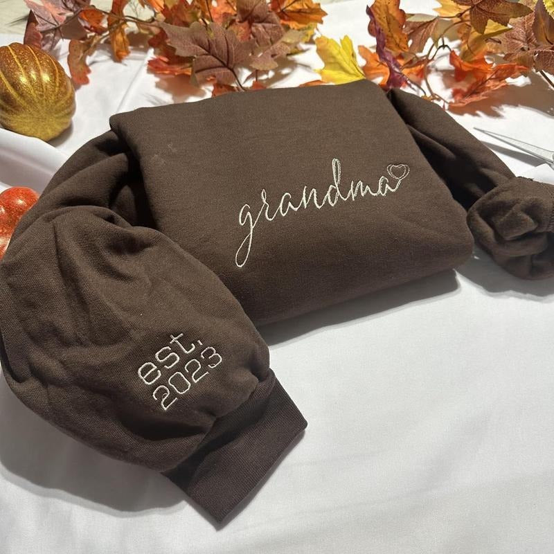 Personalized Grandma embroidered sweatshirt, Casual Grandma personalized crewneck T-Shirts, Hoodie | HypeDripTees.com
