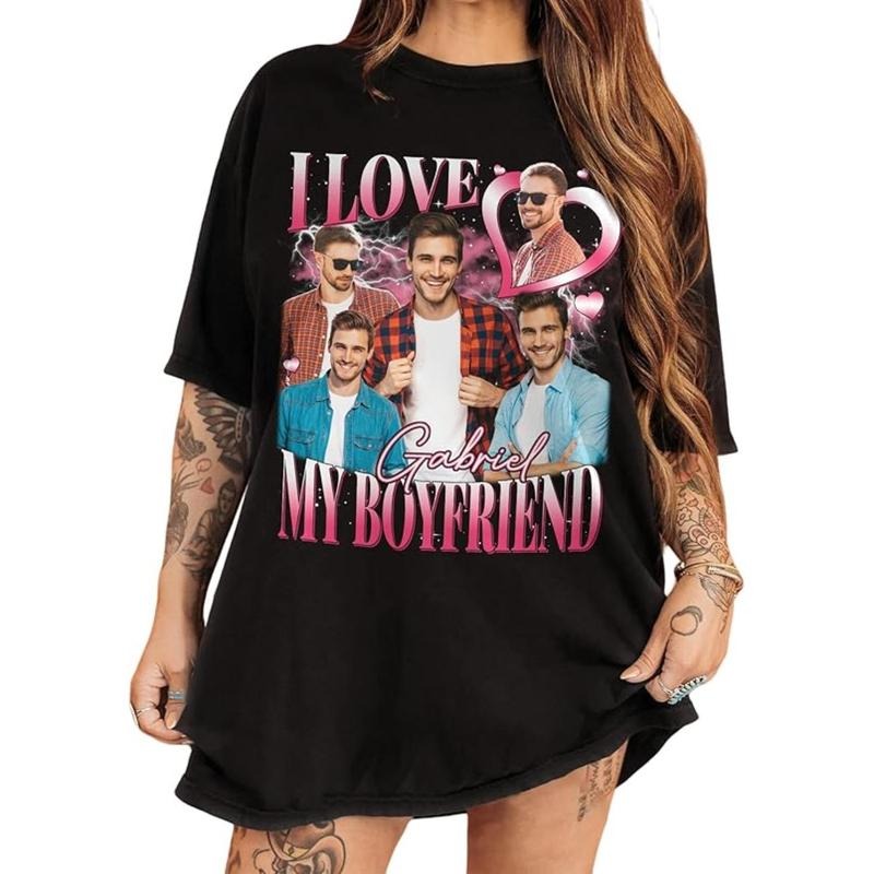 Personalized I Love My Girlfriend Shirt with Custom Photo Menswear Top Hoodie, Sweatshirt | HypeDripTees.com