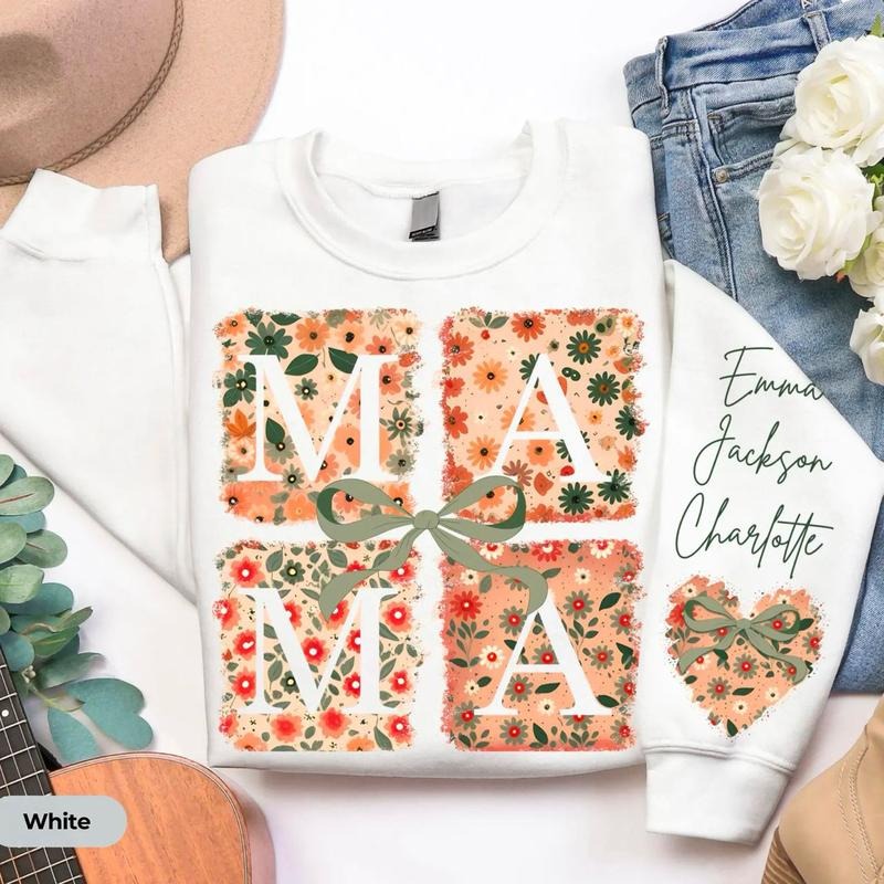 Personalized Mama Sweatshirt with Kid Names on Sleeve, Custom Floral Mom Shirt, Mother's Day Hoodie, New Mom Shirt, Cozy...