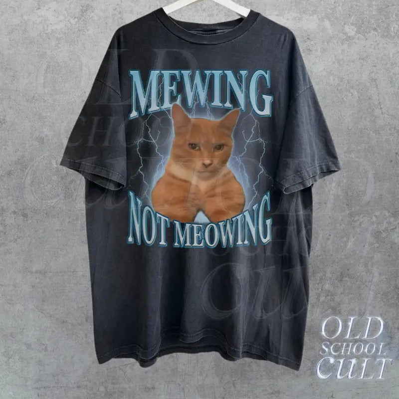 Personalized Mewing Not Meowing Funny Vintage Shirt, Retro Mewing 90s Shirt, Meme Tshirt, Vintage Bootleg Sweatshirt,...