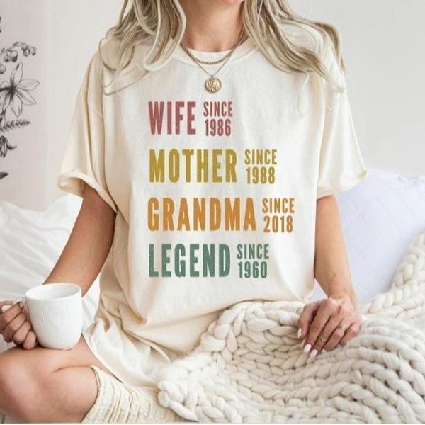 Personalized Mom Grandma Shirt, Mother's Day Shirt, Wife Mother Grandma Legend, Grandmother Custom Dates, Funny Mom...