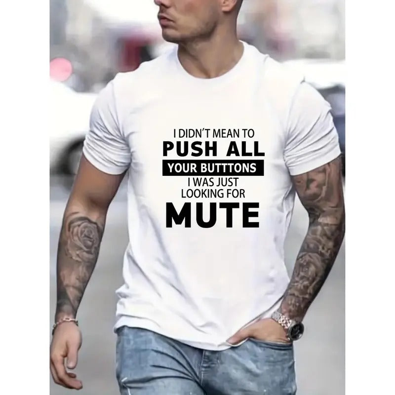 Personalized Slogan Pattern Men's T-shirt, Stylish Street Style Tee, Loose Comfy Chic Casual Top, Plus Size Men Clothing...