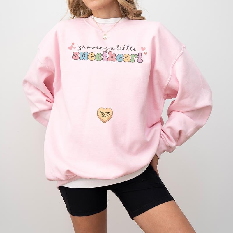 Personalized Valentine's Day Pregnancy Announcement Sweatshirt And T-Shirt, Funny Pregnancy Reveal Shirt, Candy Hearts...