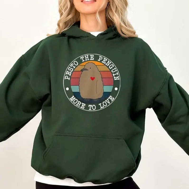 Pesto The Penguin More to Love Graphic Hoodie Casual Street Style Fleece Pullover Hooded Sweatshirt Tops Trendy For Women...