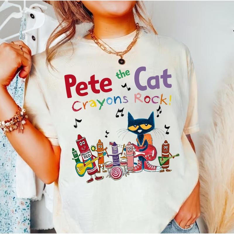 Pet.e The Cat Crayons Rock  Shirt, The Cool Cat Back To School, Children's Book Gift, Groovy Cat Sweatshirt, Kindergarten...