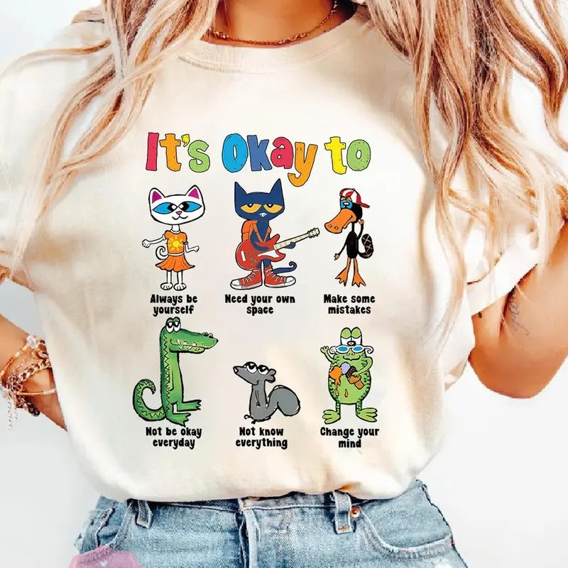 Pete The Cat It's Okay To Shirt, Mental Health Shirt, School Counselor Shirt, Mental Health Sweatshirt, Counselor Gift,...