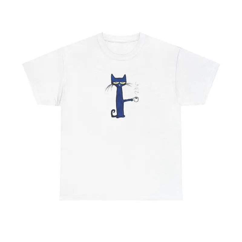 Pete the Cat coffee shirt, Cat & Coffee Tee, Cozy Casual Gift Hoodie, Sweatshirt | HypeDripTees.com