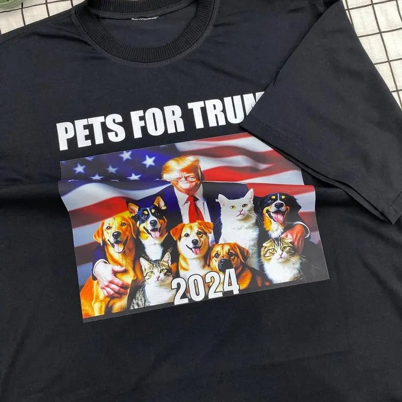 Pets For Trum T-Shirt, Dog Cat Trum, Trump Debate, Dog Cat Lovers, Funny Trendy Classic, Graphic Tees For Women And Men,...
