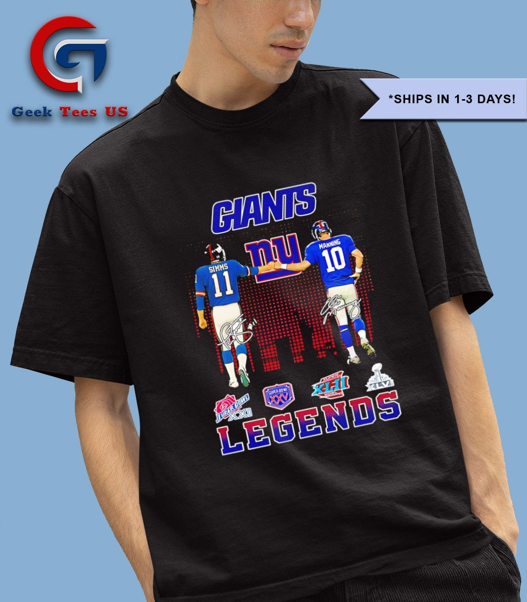 Phil Simms fist bump Eli Manning New York Giants Football Legends 2025 signature shirt
