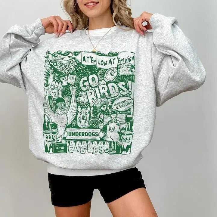 Philadelphia Vintage Cartoon Retro Sweatshirt Gray Cotton Fabric Men's Unisex Hoodie with Classic Collar, Embroidered...