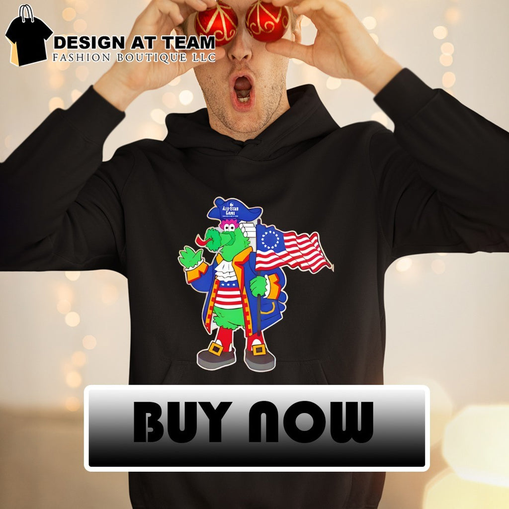 Phillie Phanatic holding American flag Philadelphia Phillies Baseball MLB 2026 All Star Game shirt