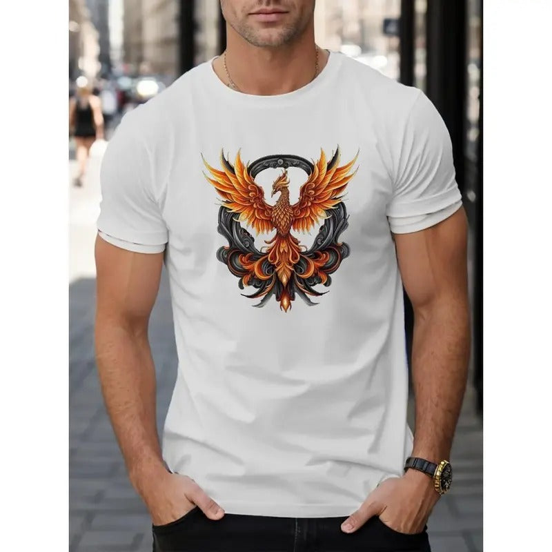 Phoenix Print T Shirt, Tees For Men, Casual Short Sleeve T-shirt For Summer Made in USA Hoodie, Sweatshirt | HypeDripTees.com