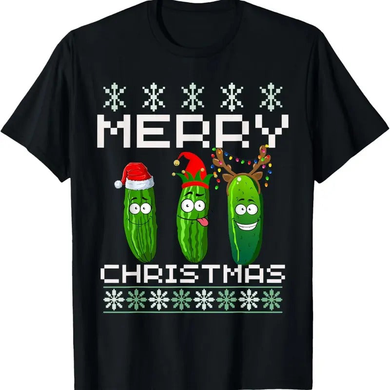 Pickle Lover Xmas Lighting Santa Ugly Pickle Christmas T-Shirt Hoodie, Sweatshirt | HypeDripTees.com