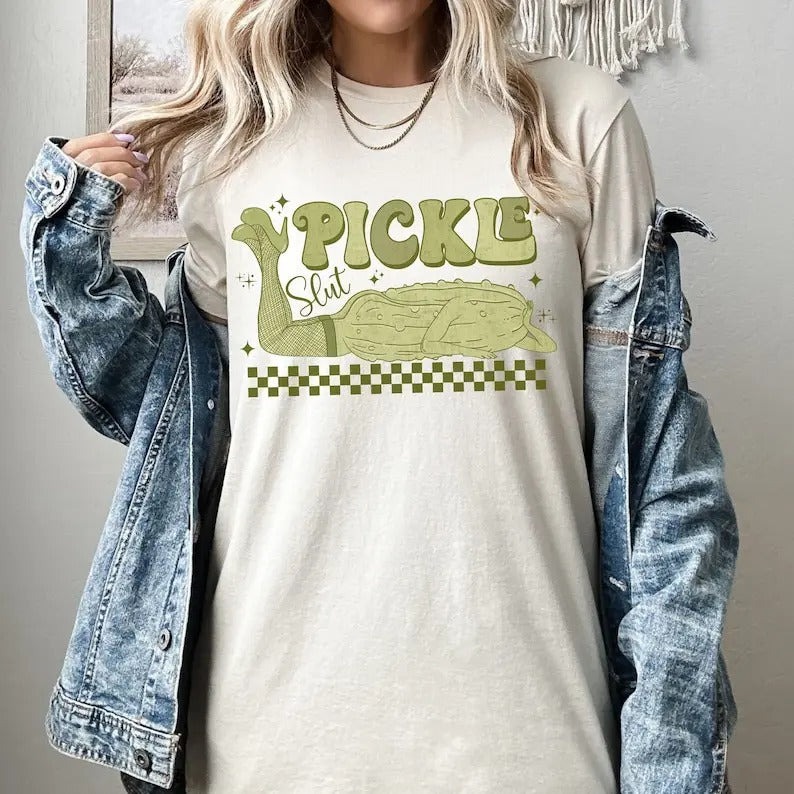 Pickle Slut Shirt, Pickle Lover Tshirt Gift, Funny Graphic Tee, In My Pickle Era T-shirt, Emotional Support Pickle Shirt,...