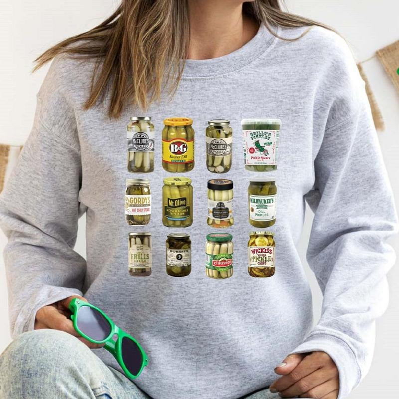 Pickles Jars Sweatshirt, Vintage Canned Pickles Hoodie, Unisex Pickles Lover Gift Sweater, Canning Long Sleeve. T-Shirts