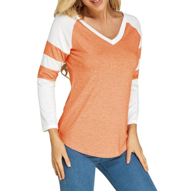 PiePieBuy Womens Long Sleeve Baseball Tee Jersey Striped V Neck Blouses Tee Shirts Hoodie, Sweatshirt | HypeDripTees.com