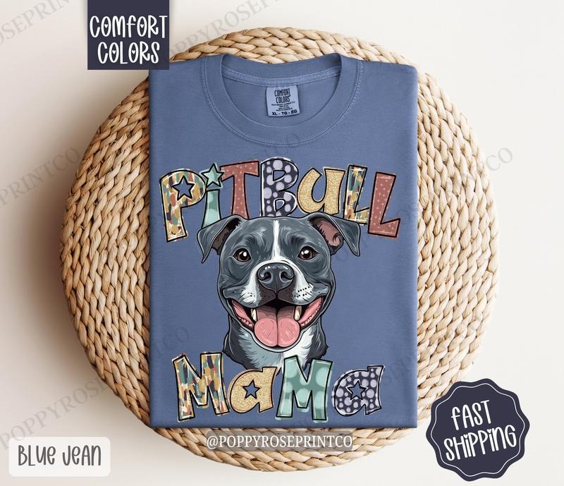 Pitbull Mama Comfort Colors, Dog Mom Tee, Cute Mama Women's Tshirt Hoodie, Sweatshirt | HypeDripTees.com