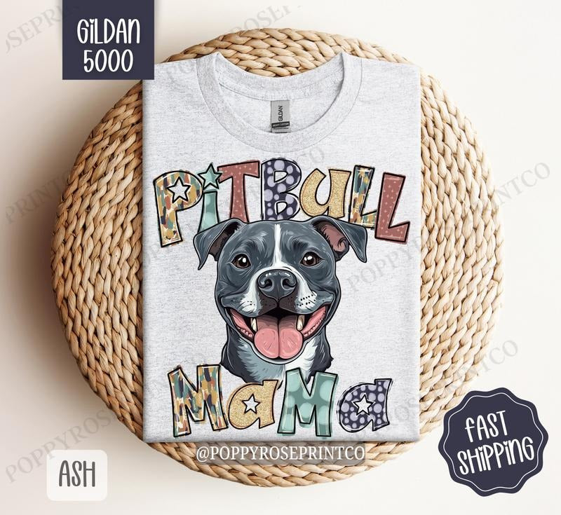 Pitbull Mama Shirt Gildan, Dog Mom Women's Tee, Cute Mama Women's Tshirt Plus Sizes Hoodie, Sweatshirt | HypeDripTees.com