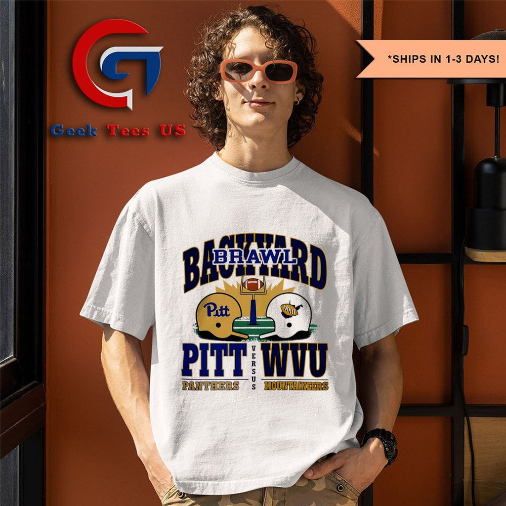 Pitt Panthers vs West Virginia Mountaineers Backyard Brawl 2025 helmet shirt