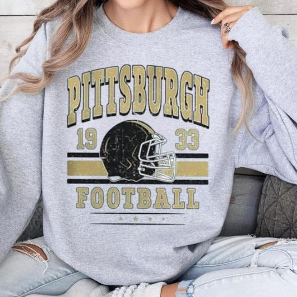 Pittbsburgh Football Sweatshirt, American Football Lover, Steelers SweatShirt, Vintage Style Pittsburgh Football...