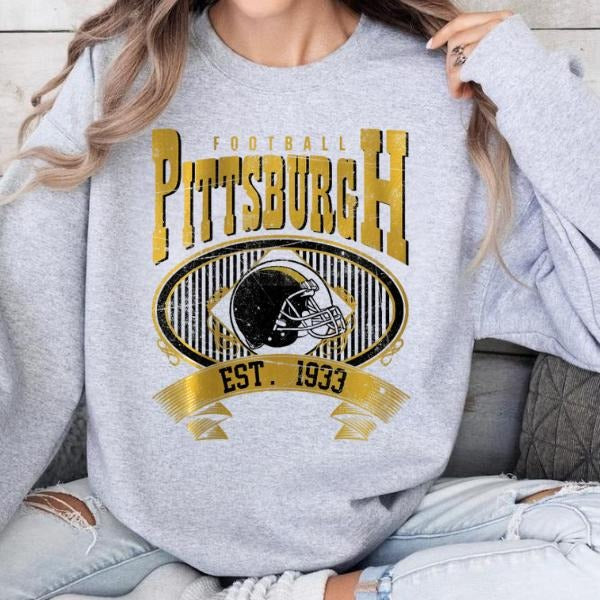 Pittsburgh Football Sweatshirt, Vintage Unisex Pittsburgh Crewneck, Gift for Football Fan T-Shirts, Hoodie | HypeDripTees.com