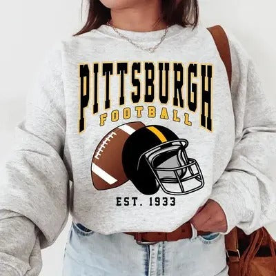 Pittsburgh Football Sweatshirt, Vintage Unisex Pittsburgh Crewneck, Gift for Football Fan, Oversized Pittsburgh...