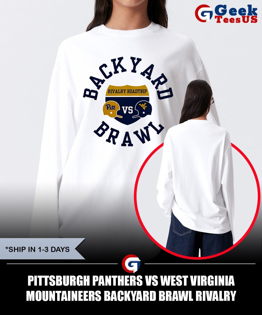 Pittsburgh Panthers vs West Virginia Mountaineers Backyard Brawl Rivalry Roadtrip Football helmet shirt