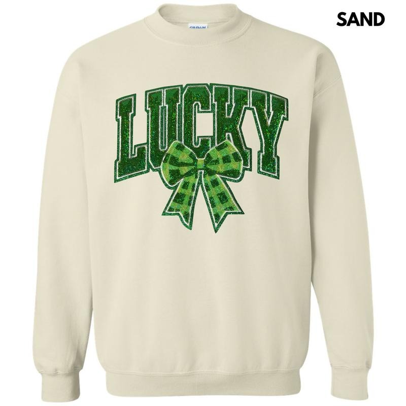 Plaid Lucky Bow Sequin Patch Sweatshirt T-Shirts, Hoodie | HypeDripTees.com