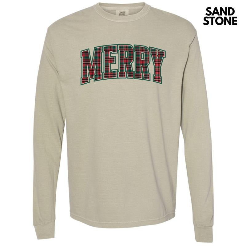 Plaid Merry Varsity Long Sleeve Comfort Colors T-Shirt 'NLB' Hoodie, Sweatshirt | HypeDripTees.com