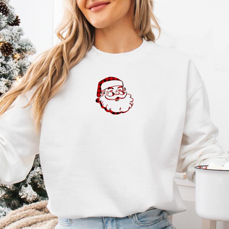 'Plaid Santa' Crewneck Sweatshirt T-Shirts, Hoodie | HypeDripTees.com
