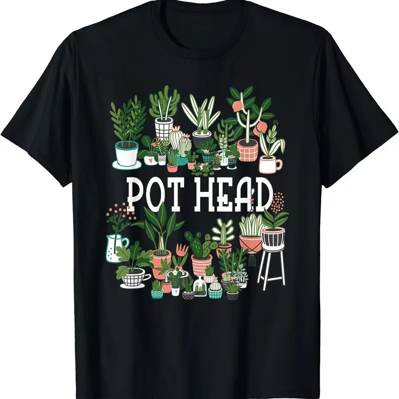 Plant Lover Gardener: Pot Head Succulent Short Sleeve Cotton Menswear Top T-Shirts, Hoodie, Sweatshirt