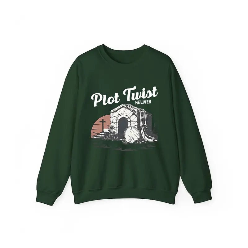 Plot Twist He Lives Sweatshirt Casual Style Fleece Crewneck Pullover Sweatshirt Tops for Women for Men, Perfect Gift...