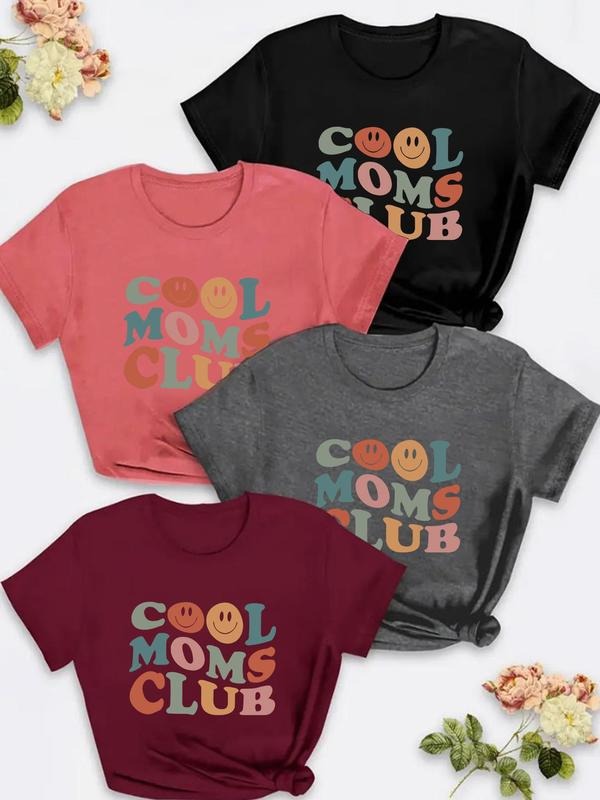 Plus Size Cartoon Letter Graphic Print Round Neck Tee, Casual Short Sleeve T-shirt, Women's Plus Size Summer Clothing for...