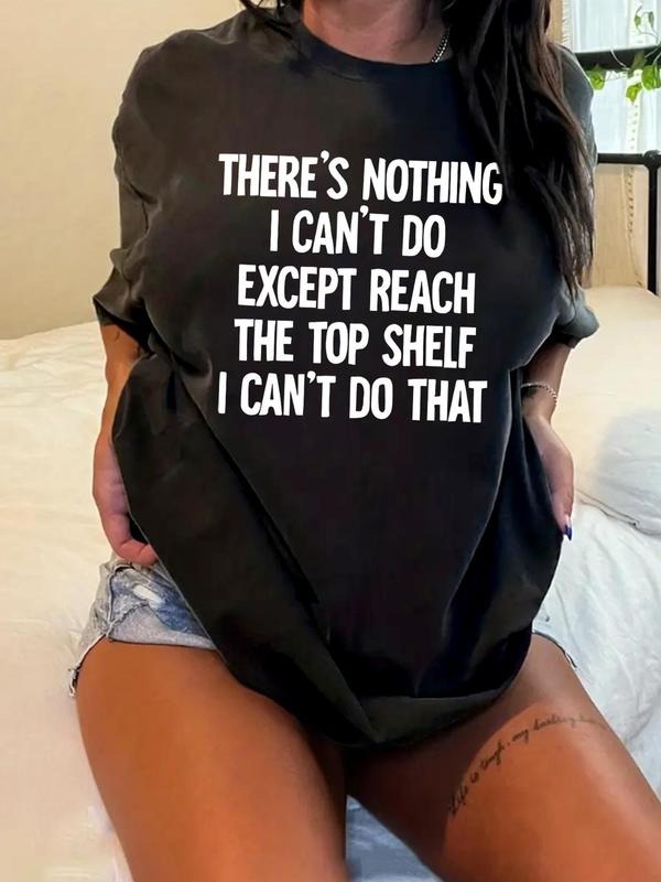 Plus Size Letter Print Round Neck Tee, Casual Short Sleeve T-shirt, Women's Plus Size Summer Clothing for Daily Wear...