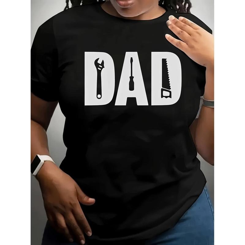 Plus Size Women's Black Dad Graphic T-Shirt