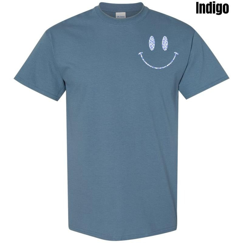 Pocket Size - Blue Floral Smile Gildan Short Sleeve T-Shirt 'NLB' Hoodie, Sweatshirt | HypeDripTees.com