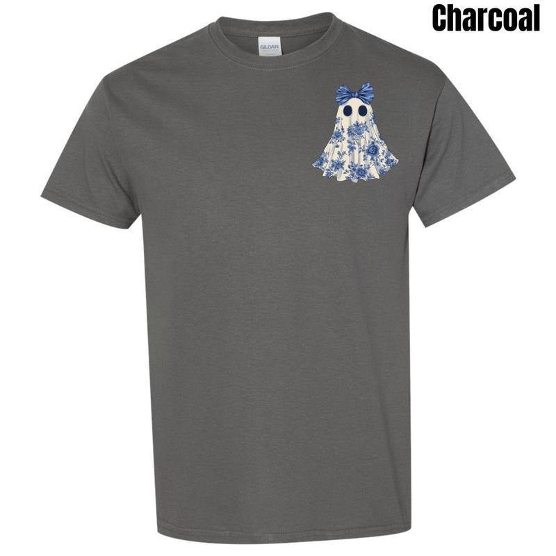 Pocket Size - Ghostly Blue Florals Gildan Short Sleeve T-Shirt 'NLB' Hoodie, Sweatshirt | HypeDripTees.com