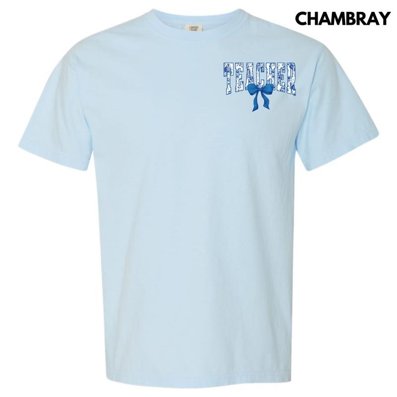 Pocket Size - Teacher Blue Florals Comfort Colors T-Shirt 'NLB' Hoodie, Sweatshirt | HypeDripTees.com