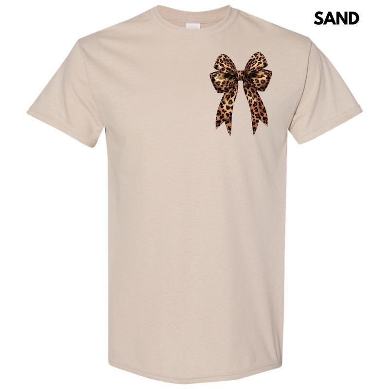 Pocket Size -Big Leopard Bow Gildan Short Sleeve T-Shirt 'NLB' Hoodie, Sweatshirt | HypeDripTees.com
