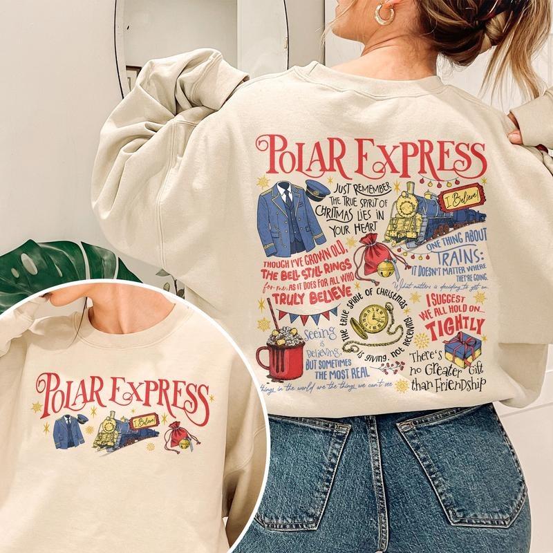 Polar Express 2-Sides Sweatshirt, Christmas Believe Sweater, Seeing Is Believing Shirt, 90s Christmas Movie Tee, Holiday...