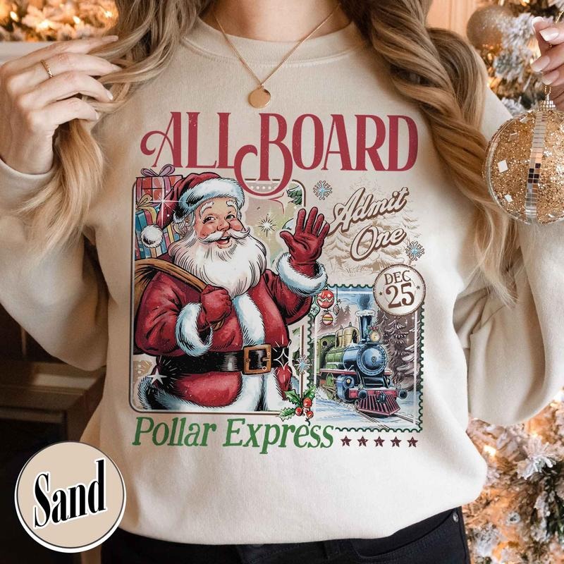 Polar Express Sweatshirt North Pole Polar Express Tee Sweatshirt Merry Christmas Cute Winter Sweatshirt Winter Season...
